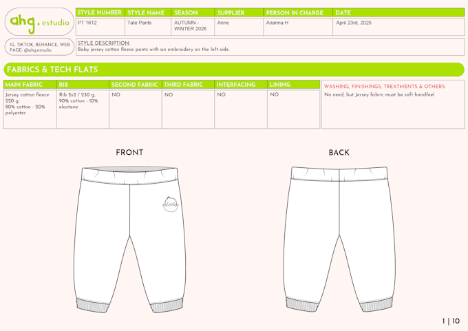 specialize in fashion tech sheets