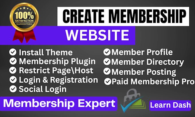 build an lms, elearning, and membership course website using learndash