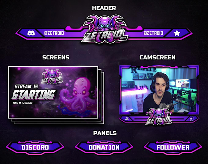 View of Design a custom twitch stream overlay in anime or neon style by Emma ...