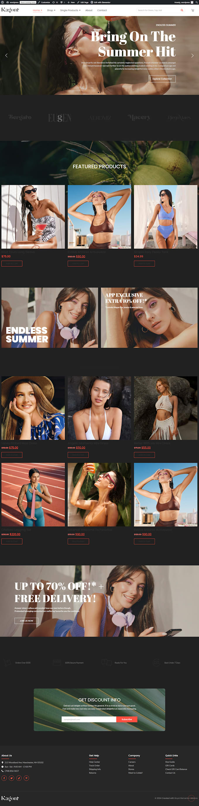 create wordpress website by elementor template kit