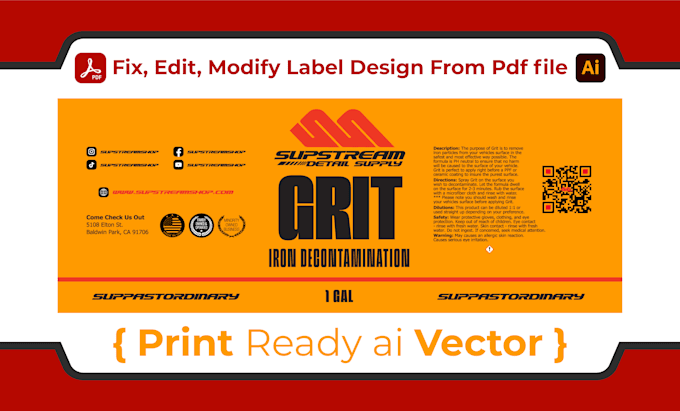 convert PDF to ai, adobe illustrator work, label design vector tracing