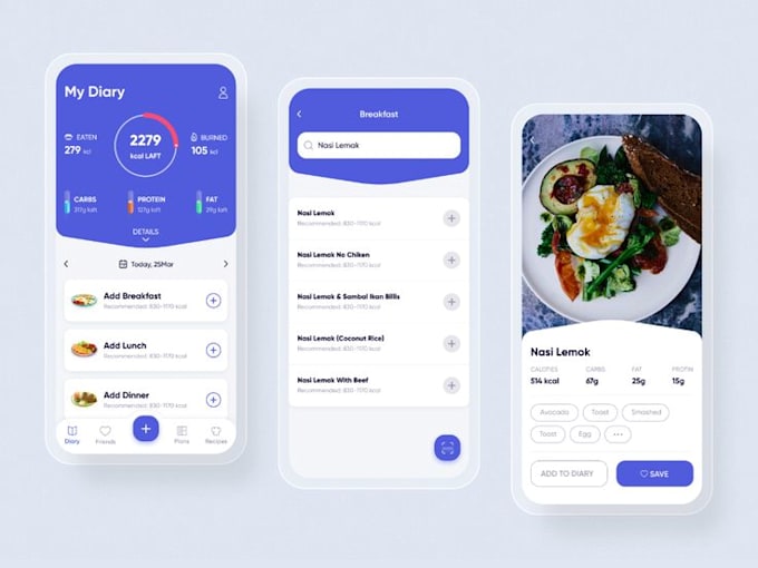 build feature rich nutrition tracker app, diet app, calorie tracker app