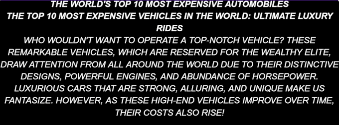 write seo automotive article and automotive blog post