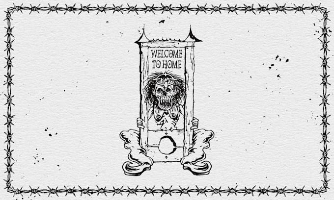 draw black and white dark vintage illustration