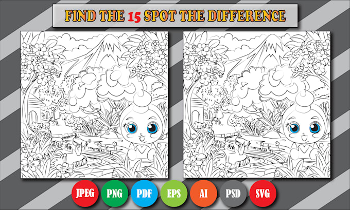 draw a hidden object and the difference images for your amazon KDP