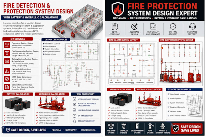design fire detection and protection systems with  calculation
