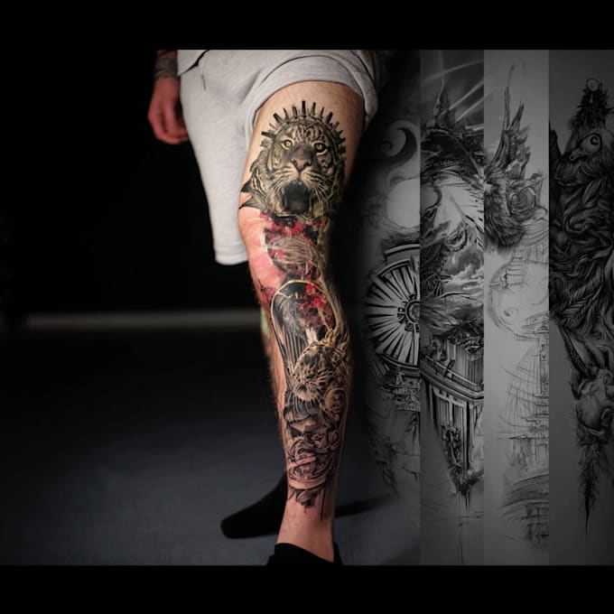 create a tattoo design for leg sleeve