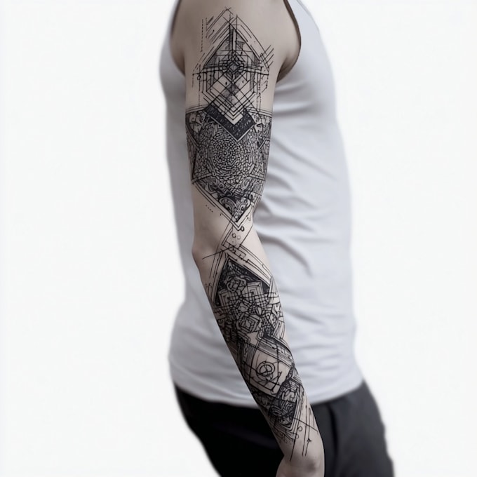 create sleeve tattoo design in geometric style