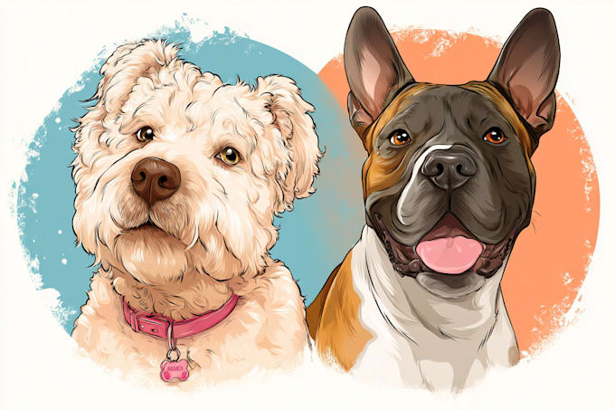 draw pet portrait into cartoon