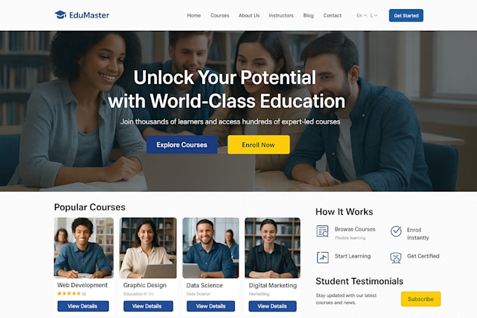 design educational website, education website, elearning website, ims website
