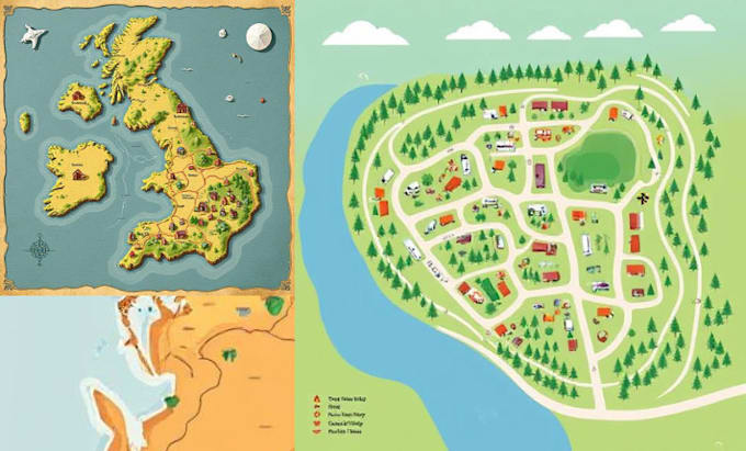 draw vector rv park maps, campground maps, 2d, 3d site map site maps