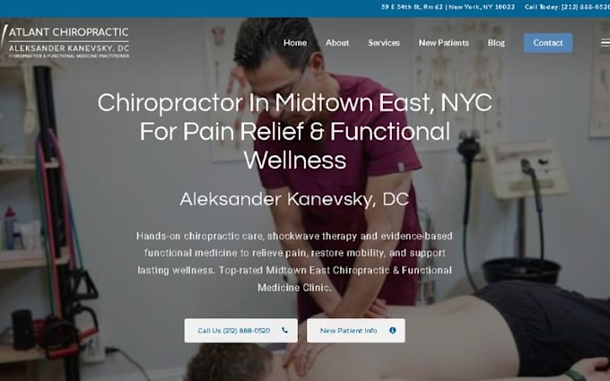 design squarespace chiropractor website clinic website medical service website