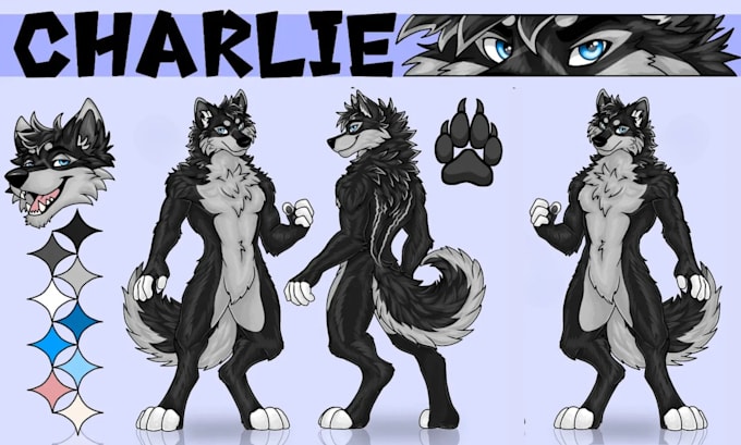 Draw furry ref sheet character reference sheet, furry nsfw anthro oc ...