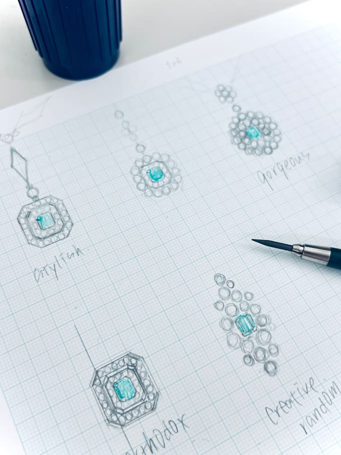 create hand drawn jewelry design for your stone