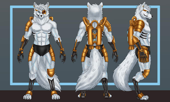 draw furry reference sheet and fursona character design