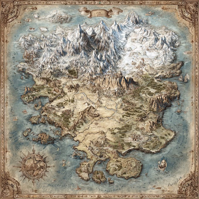 draw fantasy map for novel world map battle map for you