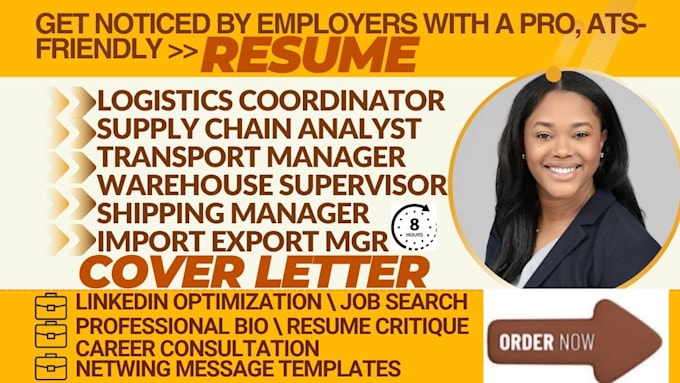 write an ats logistic resume, supply chain, truck driver CV and cover letter