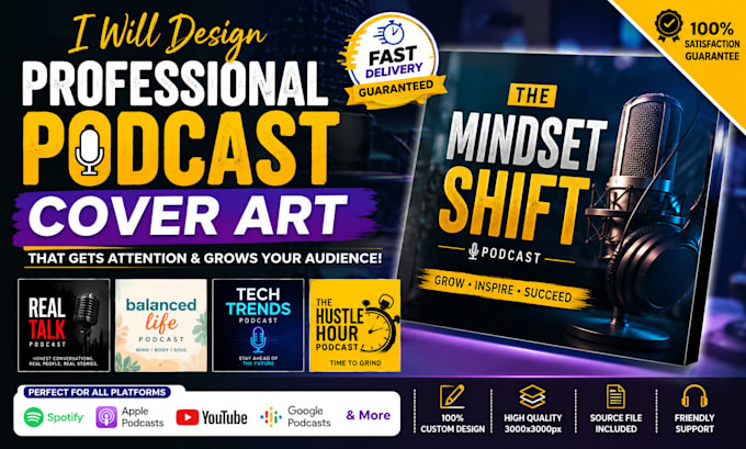 design a modern podcast cover for spotify and youtube