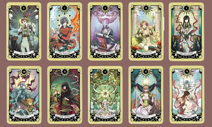 Draw custom tarot card style design illustration healing tarot card ...