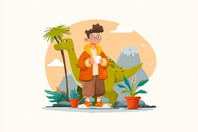 draw vector cartoon illustration in a modern flat style