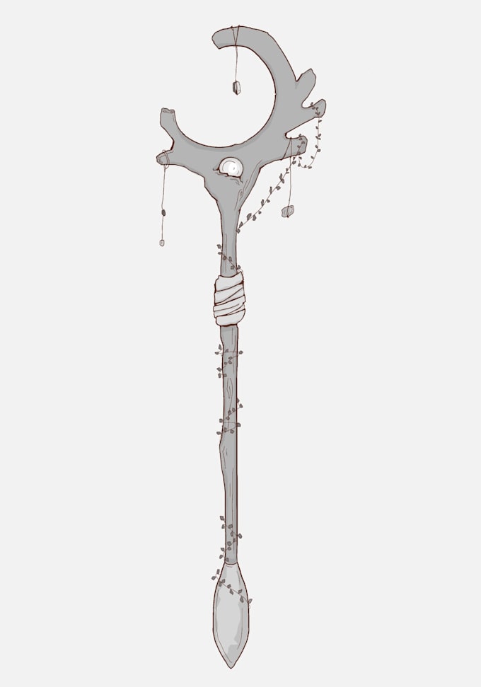 create a custom illustration of a sword or staff in my style