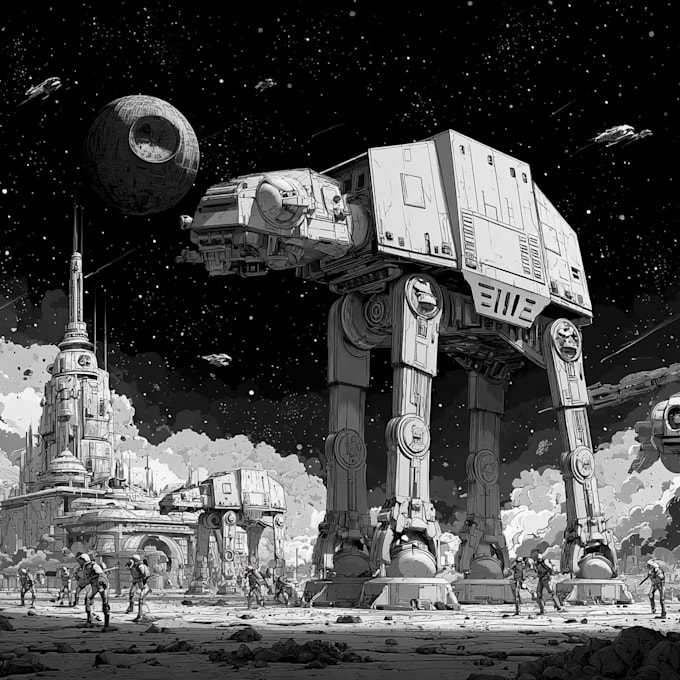 create star wars and sci fi illustration
