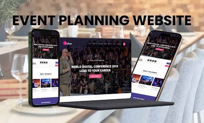 design event management website, event planning website, event ticket website