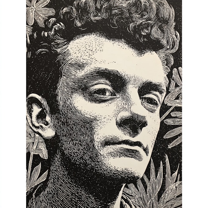 create a portrait print linocut