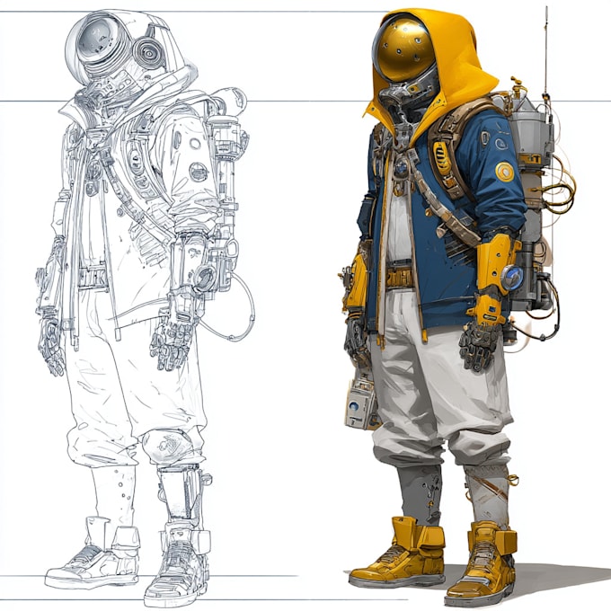 Do a sci fi character illustration or sci fi character art by ...