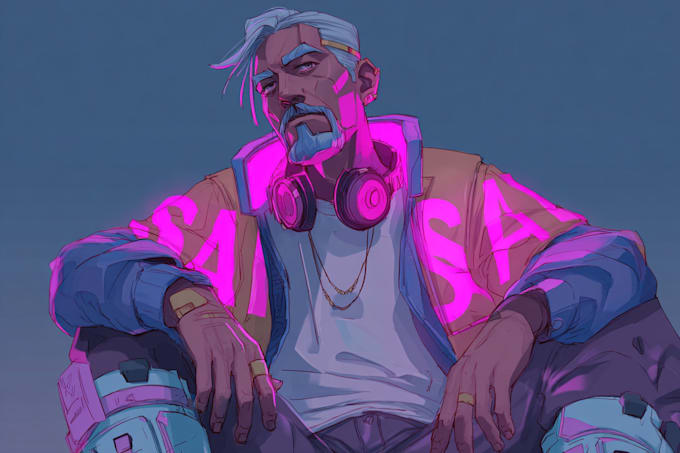 draw cyberpunk character illustration for commercial use