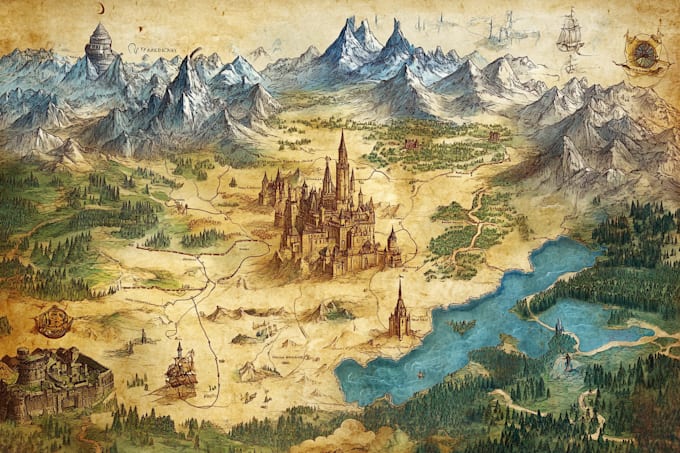 draw fantasy map illustration