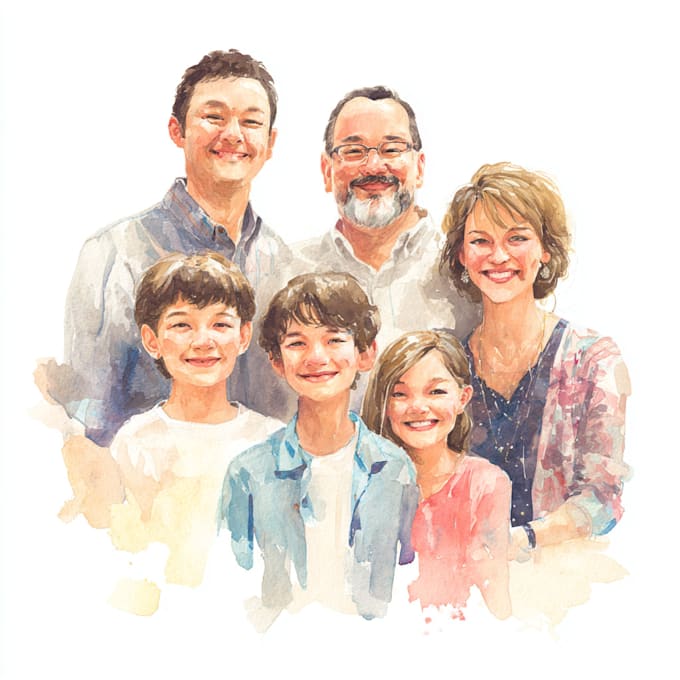 create a watercolor family portrait