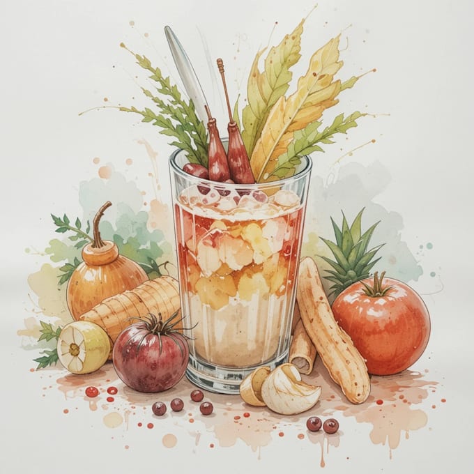 paint watercolor sketch illustration food illusration,