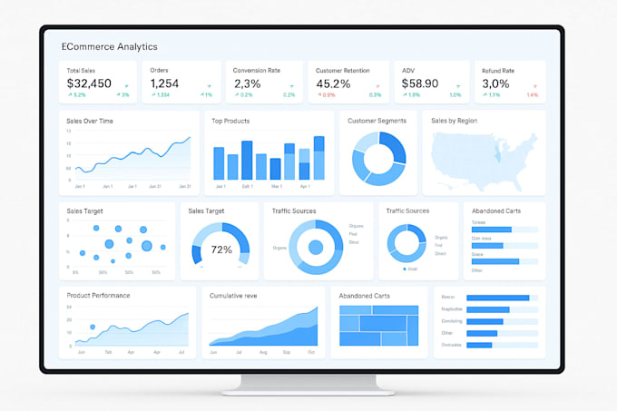 interactive dashboards in power bi, tableau, and  reporting