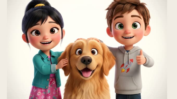 create stunning 3d pixar style character, avatar, mascot, logo and animation