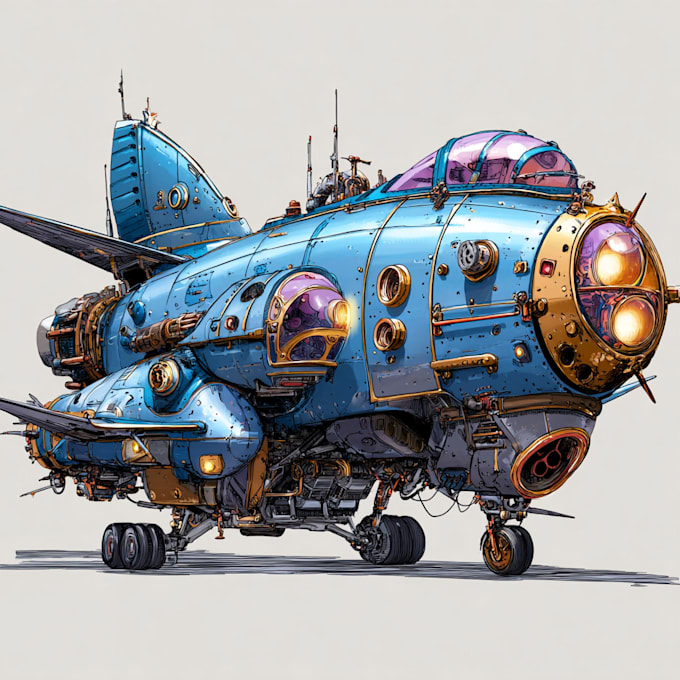 draw custom spaceship sci fi steampunk nft