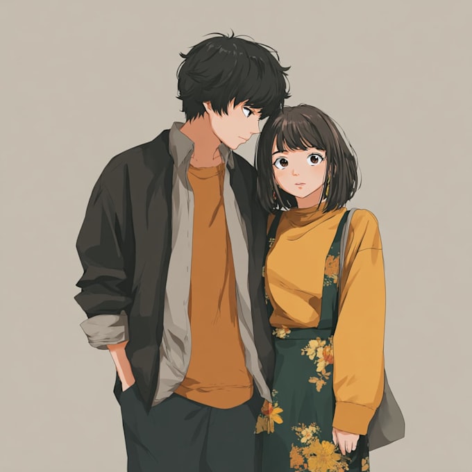 custom couple portrait demon slayer anime style