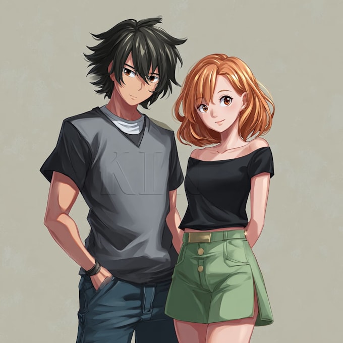 draw anime couple portrait