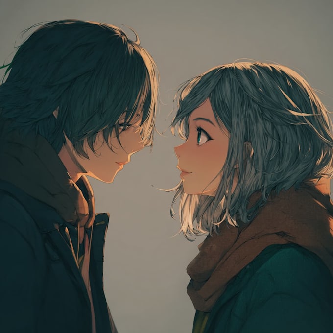 do anime couple art portrait