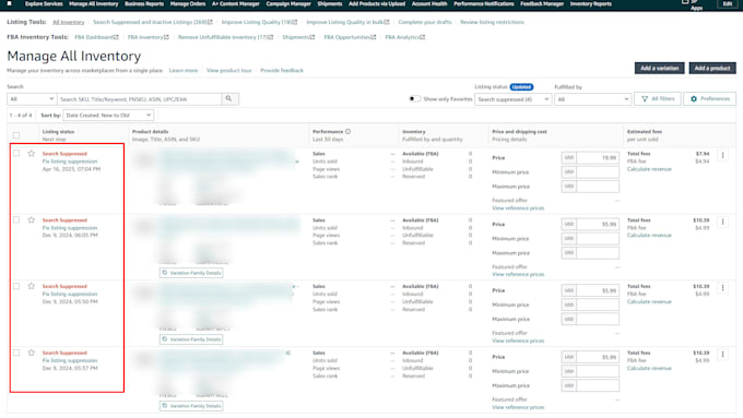 create amazon fba product listing and variation or fix amazon listing
