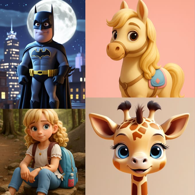 create pixar style 3d cute characters as you imagned