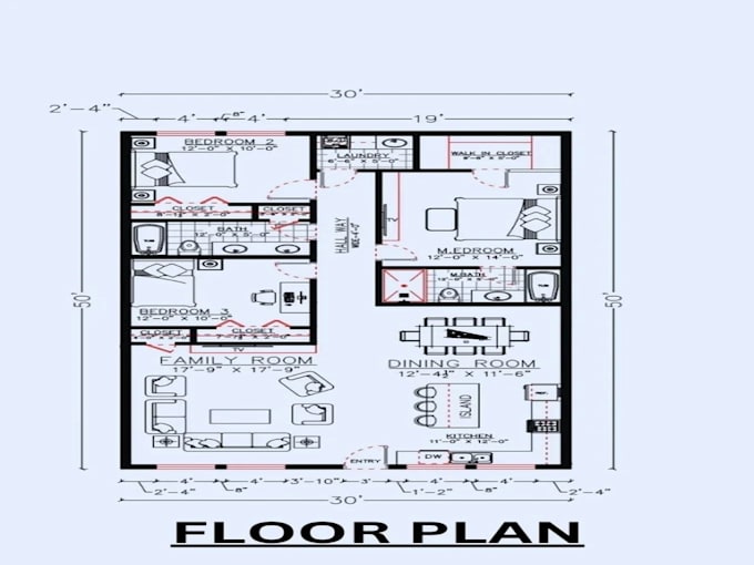 draw an architectural 2d floor plan, home plan, house plan, autocad 2d drawings