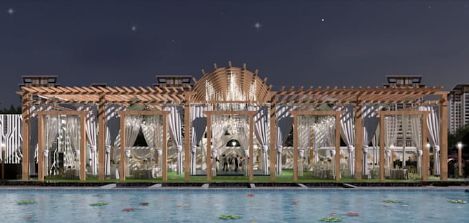 Model 3d modern outdoor hall, event center, wedding venue,interior ...