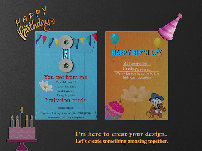 design birthday invitation, wedding and party cards