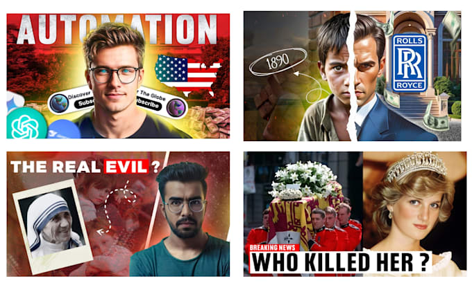make CTR boosting documentary and news thumbnails for you