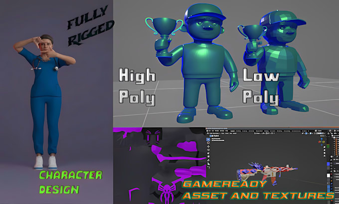 do 3d modeling, texture, vfx, animation,environment in games