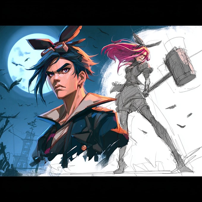 draw anime and game style characters art