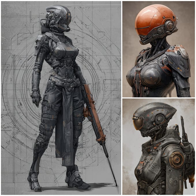 Design futuristic scifi, mecha, and cyberpunk character art by Weakking ...