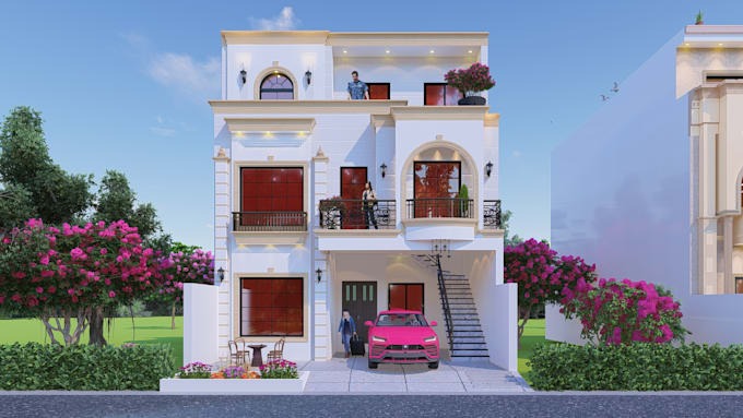 urgently create 3d front elevation