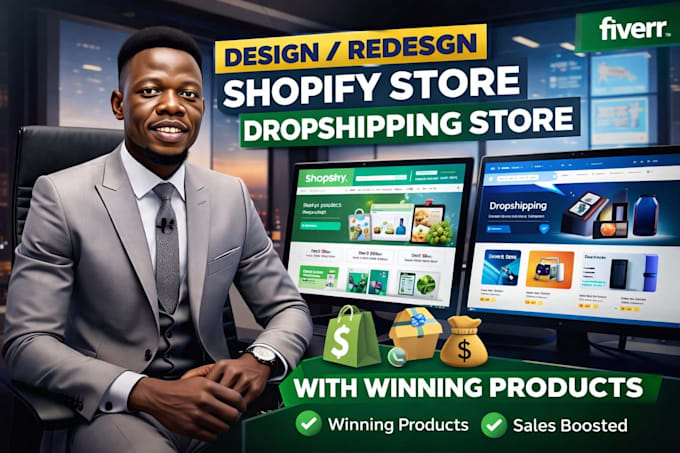 design, redesign shopify store, dropshipping store with winning products